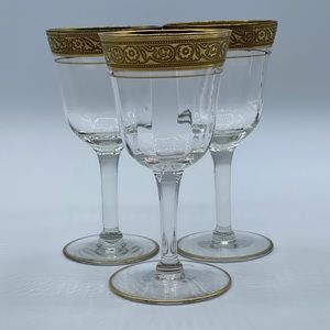 Mid Century Tiffin Franciscan Gold Banded Cordial Glasses Qty 3